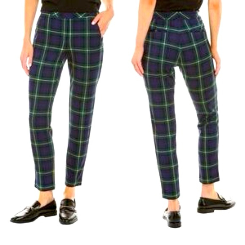 NEW J. McLaughlin Plaid Ankle Ross Pants | Stretch Knit Trousers | Size 6